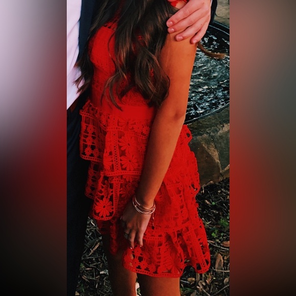 self portrait red floral lace dress - Picture 2 of 2